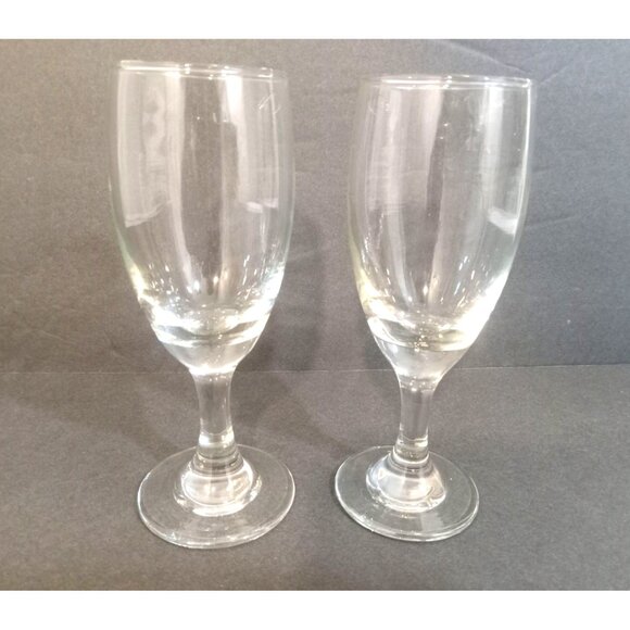 Small Stem Wine Glasses Clear Set Of 2 7 H x 3 W x 3.5 Stem Base - Picture 8 of 8